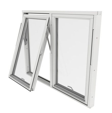 Vridfönster Outline Tvåluft 3-Glas Vitmålat Trä