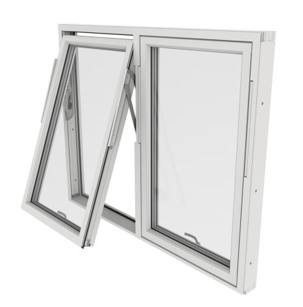 Vridfönster Outline Tvåluft 3-Glas Vitlackerad Alu