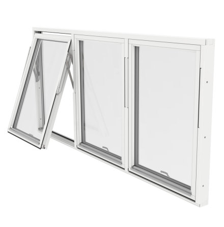 Vridfönster Outline Treluft 3-Glas Vitmålat Trä
