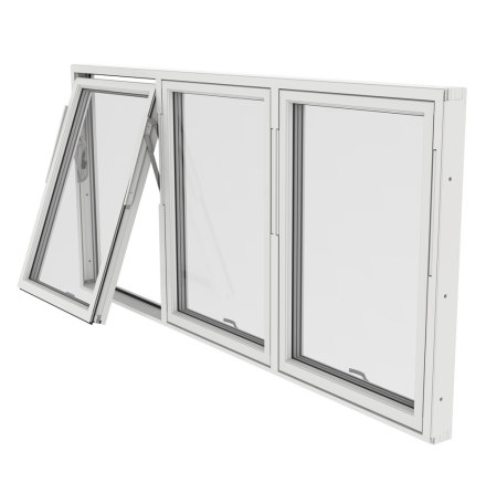 Vridfönster Outline Treluft 3-Glas Vitlackerad Alu