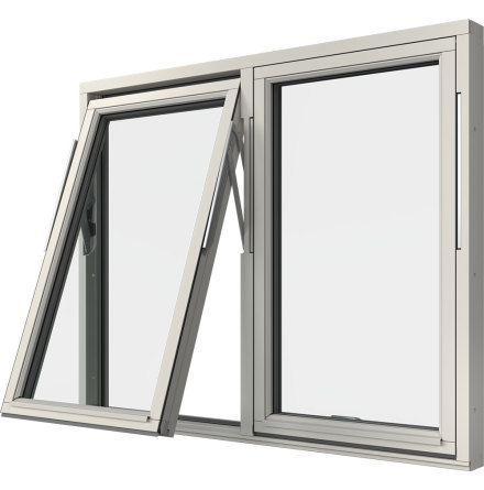 Vridfönster Elitfönster Original Trä 100 Tvåluft 3-glas Vitmålat Trä