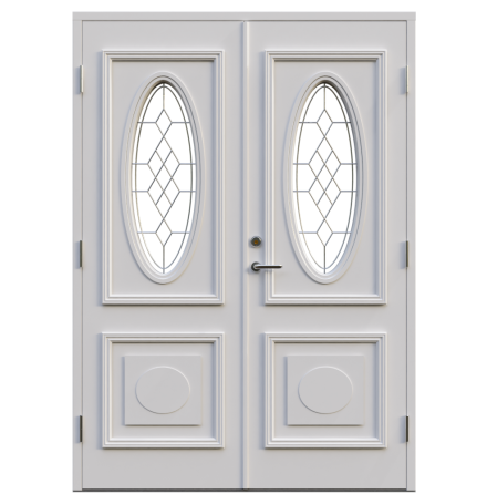 Parytterdörr Leksandsdörren Oval Maskinantikt Glas Vit