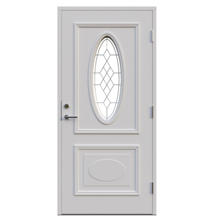 Ytterdörr Leksandsdörren Oval Maskinantiktglas Vit