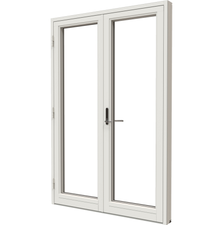 Helglasad Parfönsterdörr Nordan Ntech 3-glas Vitmålat Trä