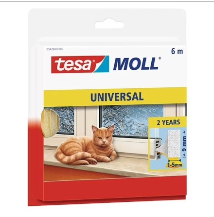 Tätningslist Skumplast TESA MOLL Universal Vit - 6 Meter