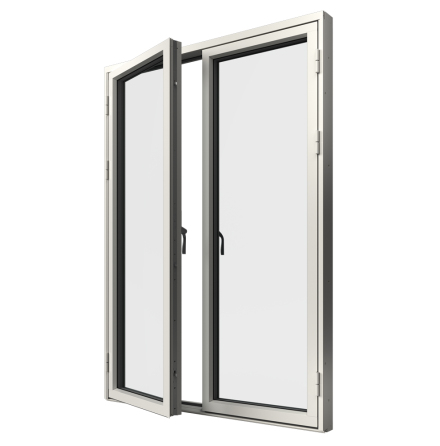 Helglasad Parfönsterdörr Elitfönster Original Alu 100 3-glas Vit Aluminium Express