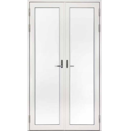 Helglasad Parfönsterdörr Svenska Fönster Rund Profil 3-glas Vit Aluminium