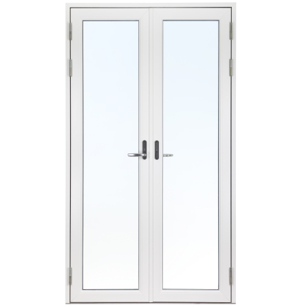 Lager Helglasad Parfönsterdörr Svenska Fönster Rak Profil 3-glas Vitlackerad Aluminium