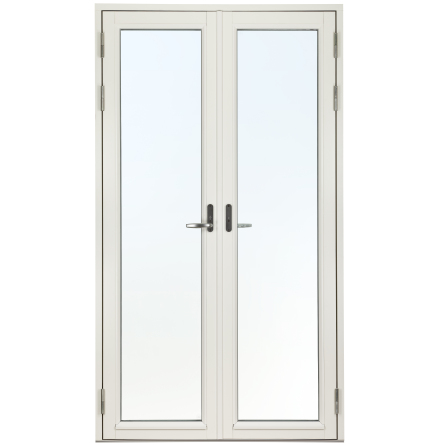 Lager Helglasad Parfönsterdörr Svenska Fönster Rak Profil 3-glas Vitmålat Trä