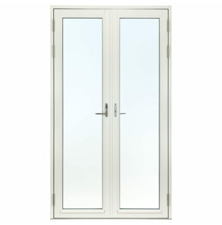 Lager Helglasad Parfönsterdörr Svenska Fönster Rund Profil 3-glas Vitmålat Trä