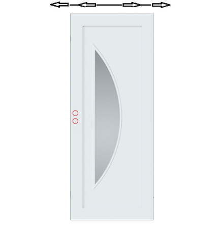 SKJUTDÖRR DIPLOMAT CONTUR OVALT GLAS VIT KLARGLAS