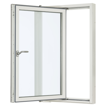 SIDESWING F�NSTER SVENSKA F�NSTER RAK PROFIL 3-GLAS VIT ALUMINIUM