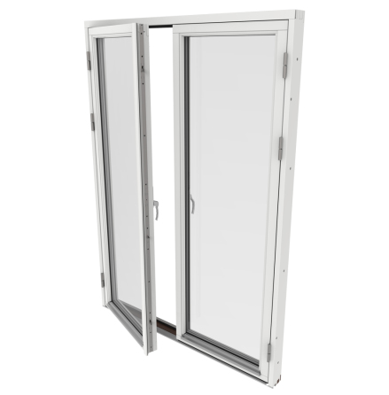 Helglasad Parfönsterdörr Outline 3-Glas Vitmålat Trä