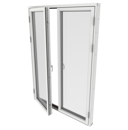 Helglasad Parfönsterdörr Outline 3-Glas Vitlackerad Alu