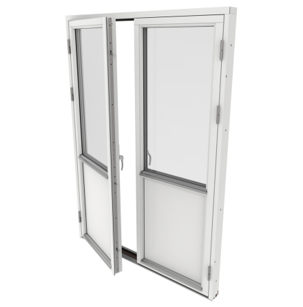 Bröstad Parfönsterdörr Outline 3-Glas Vitmålat Trä