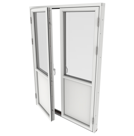 Bröstad Parfönsterdörr Outline 3-Glas Vitlackerad Alu