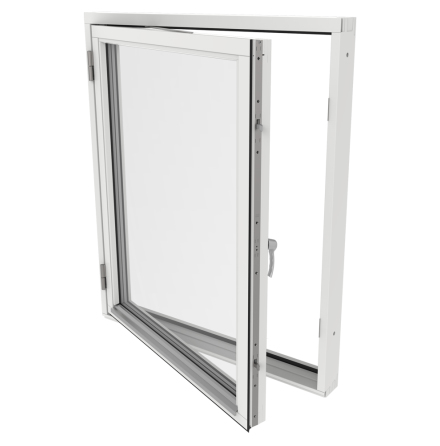 Sidohängt Fönster Outline 3-Glas Vitmålat Trä