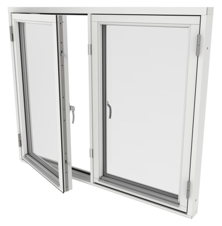 Sidohängt Fönster Outline Tvåluft 3-Glas Vitmålat Trä