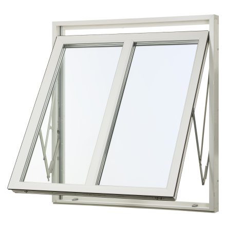 Vridfönster Svenska Fönster Rund Profil 3-glas Med Glasdelande Bågpost Vit Aluminium