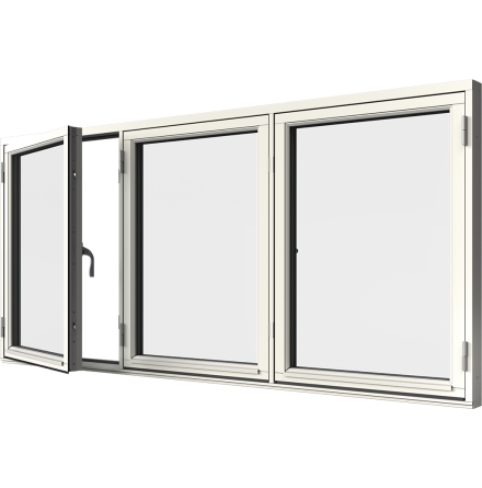Sidohängt Elitfönster Original Trä 100 Treluft 3-glas Vitmålat Trä