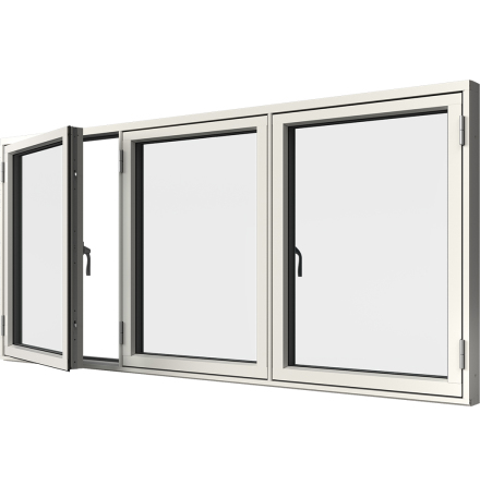 Sidohängt Elitfönster Original Alu 100 Treluft 3-Glas Vitlackerad Aluminium