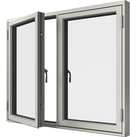 Sidohängt Elitfönster Original Alu 100 Tvåluft 3-glas Vitlackerad Aluminium