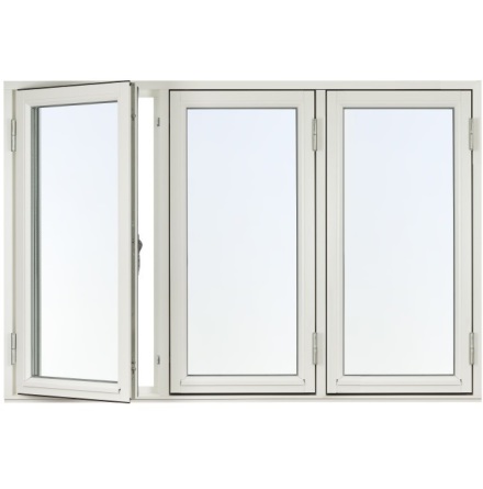 Sidoh�ngda 3-luft F�nster Svenska F�nster Rund Profil 3-glas Vitm�lat Tr�