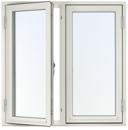 Sidoh�ngda 2-luft F�nster Svenska F�nster Rund Profil 3-glas Vitm�lat Tr�