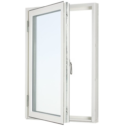 SIDOH�NGT F�NSTER SVENSKA F�NSTER RUND PROFIL 3-GLAS VITLACKERAD ALUMINIUM