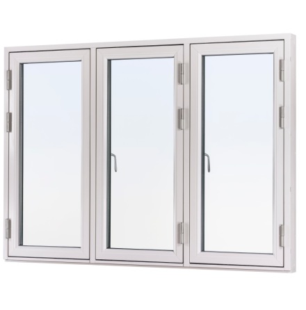 Sidoh�ngt 3-luft F�nster Svenska F�nster Rund Profil 3-glas Vitlackerad Aluminium