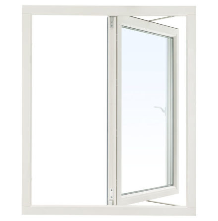 SIDESWING FÖNSTER SVENSKA FÖNSTER RUND PROFIL 3-GLAS VITLACKERAD ALUMINIUM