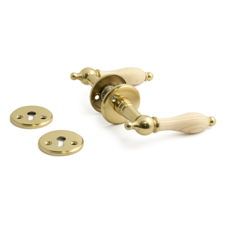 Dörrhandtag HABO A9686 inkl. nyckelskylt Furu/Polerad Mässing