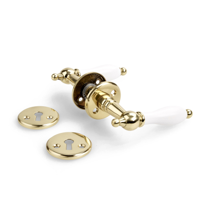 Dörrhandtag HABO A9686 inkl. nyckelskylt Vit/Polerad Mässing