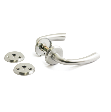 Dörrhandtag HABO Barcelona inkl. nyckelskylt Borstad Krom