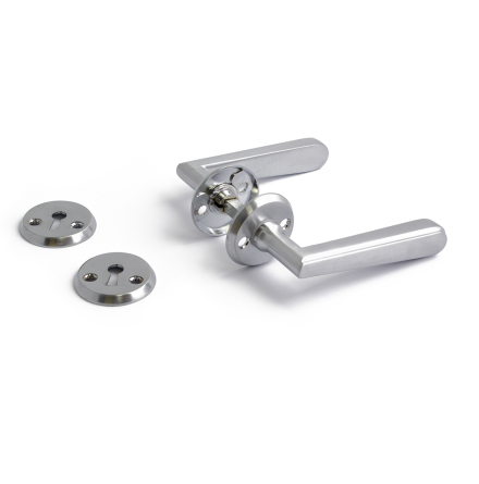 Dörrhandtag HABO Oxford inkl. nyckelskylt Borstad Krom