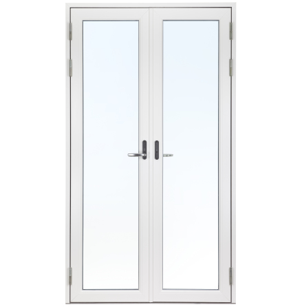 Helglasad Parfönsterdörr Svenska Fönster Rak Profil 3-glas Vitlackerad Aluminium
