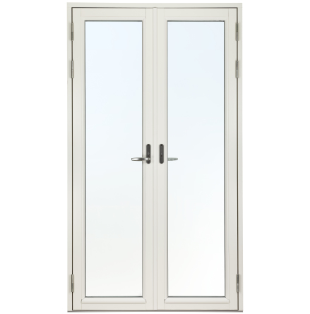 Helglasad Parfönsterdörr Svenska Fönster Rak Profil 3-glas Vitmålat Trä