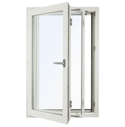 SIDOHÄNGT 1-LUFT FÖNSTER SVENSKA FÖNSTER RAK PROFIL INÅTGÅENDE 2+1-GLAS