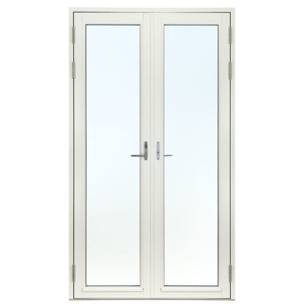 Helglasad Parfönsterdörr Svenska Fönster Rund Profil 3-glas Vitmålat Trä