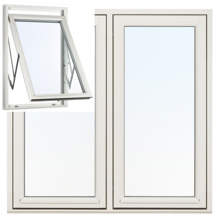 VRIDFÖNSTER 2-LUFT SVENSKA FÖNSTER RAK PROFIL 3-GLAS VITMÅLAT TRÄ