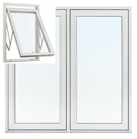VRIDFÖNSTER 2-LUFT SVENSKA FÖNSTER RAK PROFIL 3-GLAS VITLACKERAD ALUMINIUM