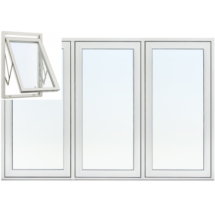 VRIDF�NSTER 3-LUFT SVENSKA F�NSTER RAK PROFIL 3-GLAS VITLACKERAD ALUMINIUM