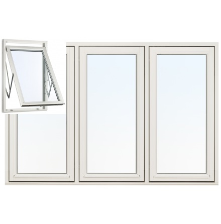 Vridf�nster 3-luft Svenska F�nster Rund Profil 3-glas Vitm�lat Tr�