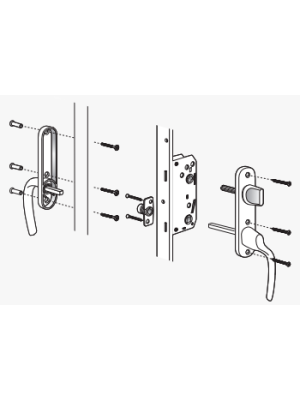 Byte handtagspaket Alt. 5 Sp�rrvred insida, handtag utsida