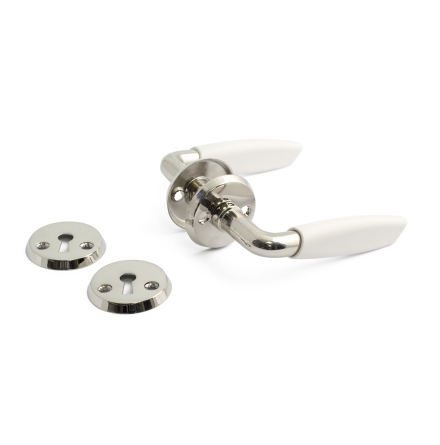 D�rrhandtag HABO 3130 inkl. nyckelskylt Vit/F�rnicklad M�ssing