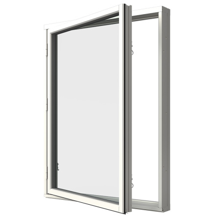 Sidohängt Fönster Elitfönster Retro 3-Glas Vitlackerad Aluminium