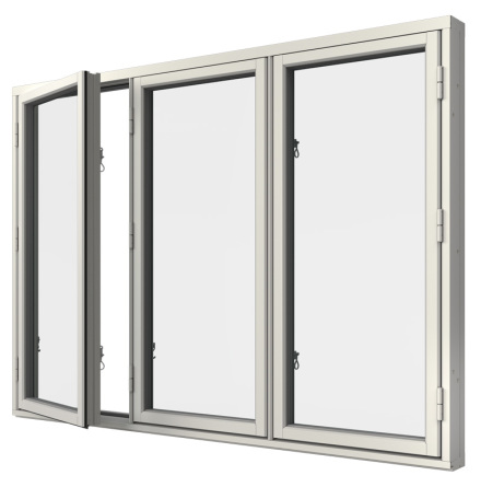 Sidohängt Fönster Elitfönster Retro Treluft 3-Glas Vitlackerad Alu