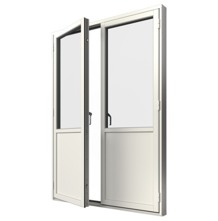 Bröstad Parfönsterdörr Elitfönster Retro 3-glas Vitlackerad Alu