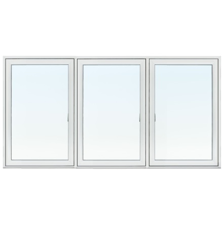 SIDESWING 3-LUFT FÖNSTER SVENSKA FÖNSTER RUND PROFIL 3-GLAS VITLACKERAD ALUMINIUM